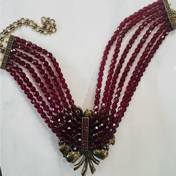Heidi Daus VERY Vintage RARE Choker Necklace with red Swarovski Crystals - Picture 2 of 16